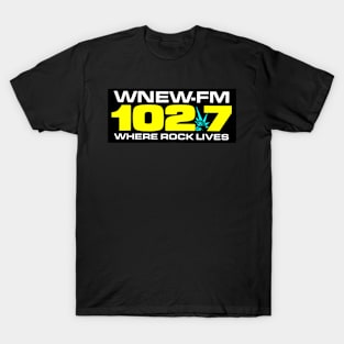 WNEW FM 102.7 Where Rock Lives Throwback Design 1990s T-Shirt